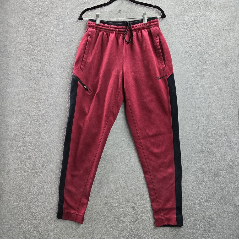 Nike Men Activewear Pants M Red Embroidered Sweatpants Colorblock‎ 930565-610